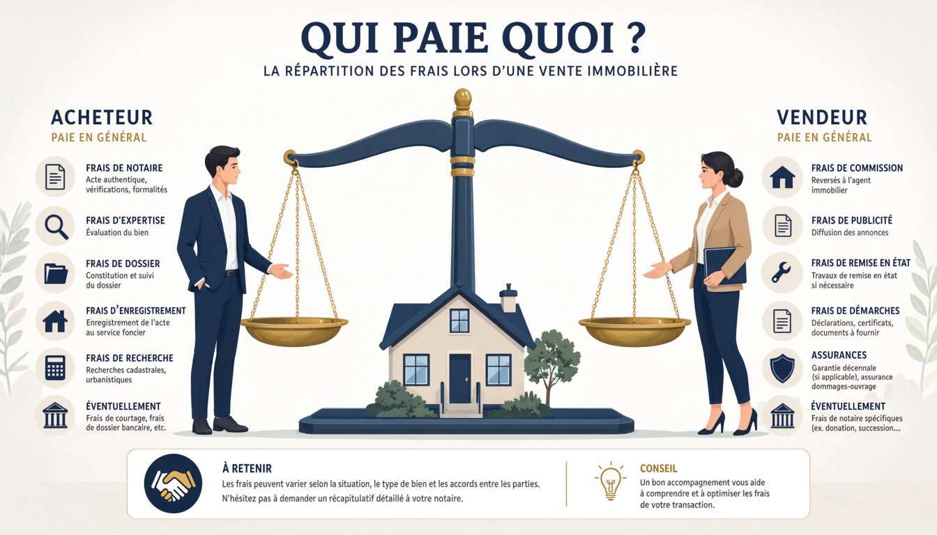 Frais de notaire lors d'une vente immobilière : qui paie quoi ?
