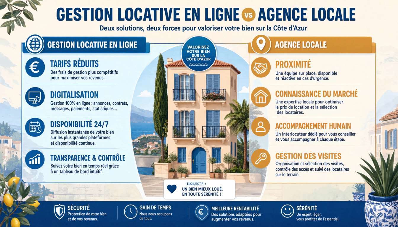 Gestion locative en ligne vs agence locale : quelle différence sur la Côte d’Azur